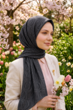 Shawl Secret Pamuklu Jakar Serisi  - Antrasit