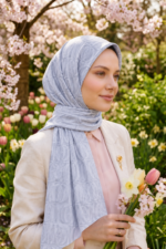 Shawl Secret Pamuklu Jakar Serisi - Gümüş Gri