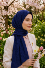 Shawl Secret Pamuklu Jakar Serisi - Lacivert