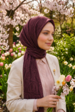 Shawl Secret Pamuklu Jakar Serisi - Bordo