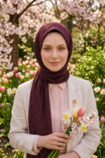 Shawl Secret Pamuklu Jakar Serisi - Bordo - Görsel 3