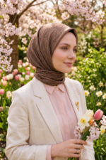Shawl Secret Pamuklu Jakar Serisi - Açık Kahve