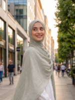 Shawl Secret Penye Reçme Şal - İnci - Görsel 3