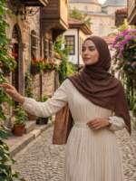 Shawl Secret Penye Reçme Şal - Kahverengi