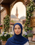 Shawl Secret Penye Reçme Şal - Mavi - Görsel 3