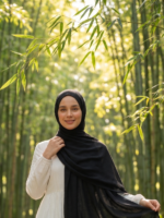 Shawl Secret Penye Reçme Şal - Siyah - Görsel 3