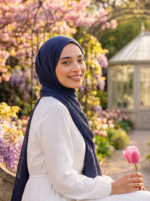Shawl Secret Penye Reçme Şal - Koyu Mavi - Görsel 3