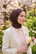 Shawl Secret Pamuklu Jakar Serisi - Kahverengi